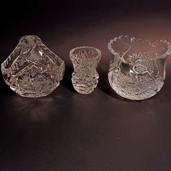 Poland Leaded Crystal Glass Spinning Star candy dish, bud vase and jam vase - Picture 1 of 9